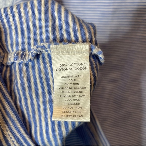 Loft Blue Striped Off-Shoulder Top with lace detail size medium - Picture 5 of 6